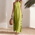 thumbnail image 5 of Dvprdro Mandarin Collar Sleeveless Button Front Side Slit Maxi Dress for Women Loose Fit A Line Summer Daily Solid, 5 of 8