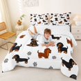thumbnail image 3 of Homewish Cartoon Dachshund Dog Queen Comforter Set,Pet Themed Comforter Sets Queen,White,Reversible,3 Pieces,1 Comforter and 2 Pillowcases, 3 of 7