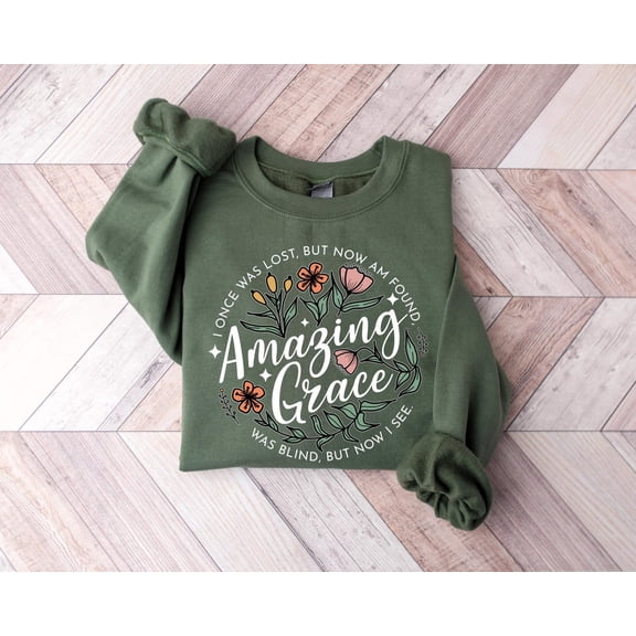 Amazing Grace Wildflower Christian Sweatshirt, Christian Shirt, Bible Verse Sweatshirt, Women's Christian Shirt, Faith Based Shirt, Jesus Lover All Size S-5Xl
