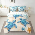 thumbnail image 3 of Manfei Blue Sea Turtle Bedding Sets Twin Size, Beach Ocean Bed in a Bag Twin size, Sealife Animal Reversible Comforter Sets with Sheets, Breathable Room Decorative, 7-Piece, 3 of 7