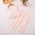 thumbnail image 6 of TOWED22 Baby Girl Clothes Toddler Girl Summer Outfits Sleeveless Ruffle Halter Tops Wide Leg Pants Kids Clothing Set(Pink,2-3 Y), 6 of 6