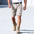 thumbnail image 7 of Cargo Shorts for Men Waterproof Tactical Work Shorts Knee Length Baggy Elastic Waist Hiking Shorts with Pockets Khaki L, 7 of 7