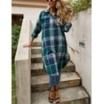 thumbnail image 4 of GHSDFBB Chemise Longue à Carreaux à Manches Longues avec Boutons et Col pour Femmes, 4 of 7