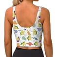 thumbnail image 3 of Haiem Orange Green Avocado Pattern Womens Sports Bra - U Neck Padded Low Impact Yoga Bra Workout Crop Top Gym Moisture-Wicking Workout Vest -Small, 3 of 9
