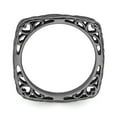 thumbnail image 2 of 925 Sterling Silver Stackable Expressions Polished Black-plated Princess Square Ring Size: 9; for Adults and Teens; for Women and Men, 2 of 5