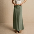 thumbnail image 6 of Linen Maxi Skirts for Women Trendy Summer Comfy Drawstring Waist A Line Skirts Cute Vacation Boho Long Flowy Skirts Army Green M, 6 of 6