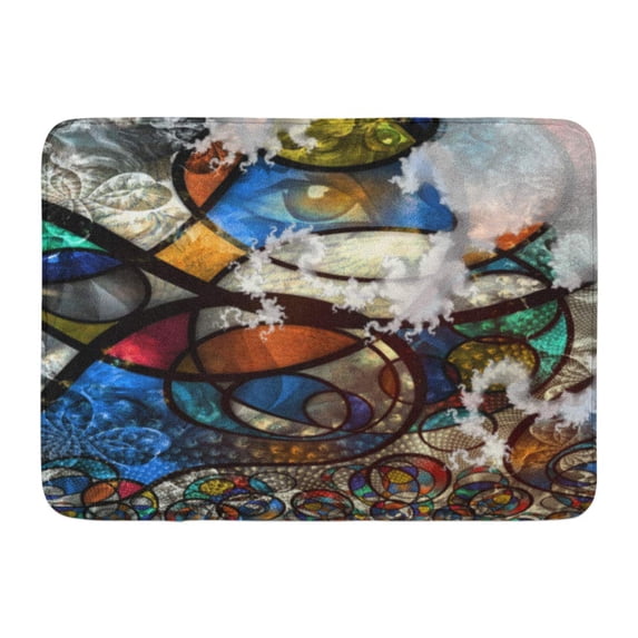 LADDKE Blue Abstract Modern Colorful Pop Mondrian Human Line Geometric Doormat Floor Rug Bath Mat 23.6x15.7 inch