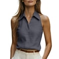 thumbnail image 2 of Favoffer Womens Casual Tank Tops V Neck Sleeveless Faux Linen Blend Solid Color Work Blouses Office Shirts for Business Meeting Daily Outdoor Weekend, 2 of 8