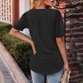 thumbnail image 3 of Camisetas Casuales de Manga Corta de las Mujeres con Cuello en V, Cuello Redondo, Color Sólido Blusa Ligera de Poliéster, 3 of 7