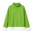 thumbnail image 5 of Chandails d'Automne et d'Hiver Grande Taille pour Femmes, Mode Féminine Décontractée, Col Roulé Imprimé, Haut à Manches Longues, Chandail, Chandails à Capuchon Amusants, Vert Pâle, TG, 5 of 5