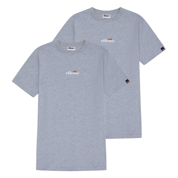 ellesse Camiseta para hombre Paquete de 2 - OLLIO 2, manga corta, cuello redondo, logotipo, algodón, liso Gris claro XL (X-Large)