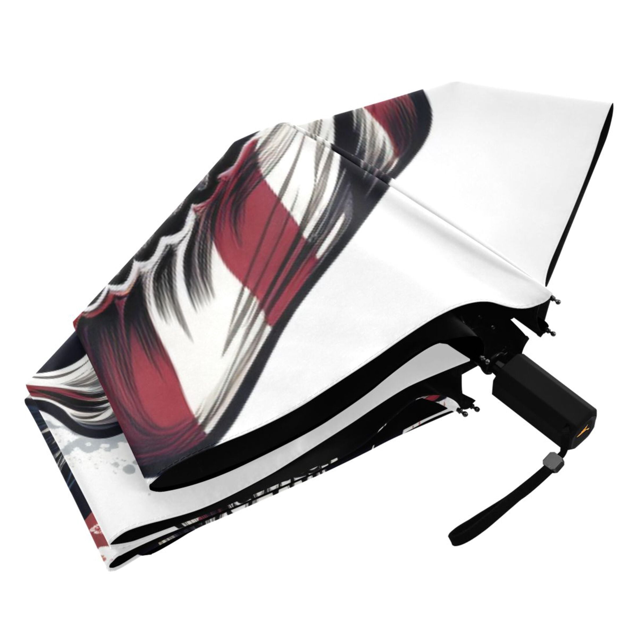 American Flag Skull Compact Sun Umbrella Windproof Travel Umbrellas for Rain Strong Portable UV Protection