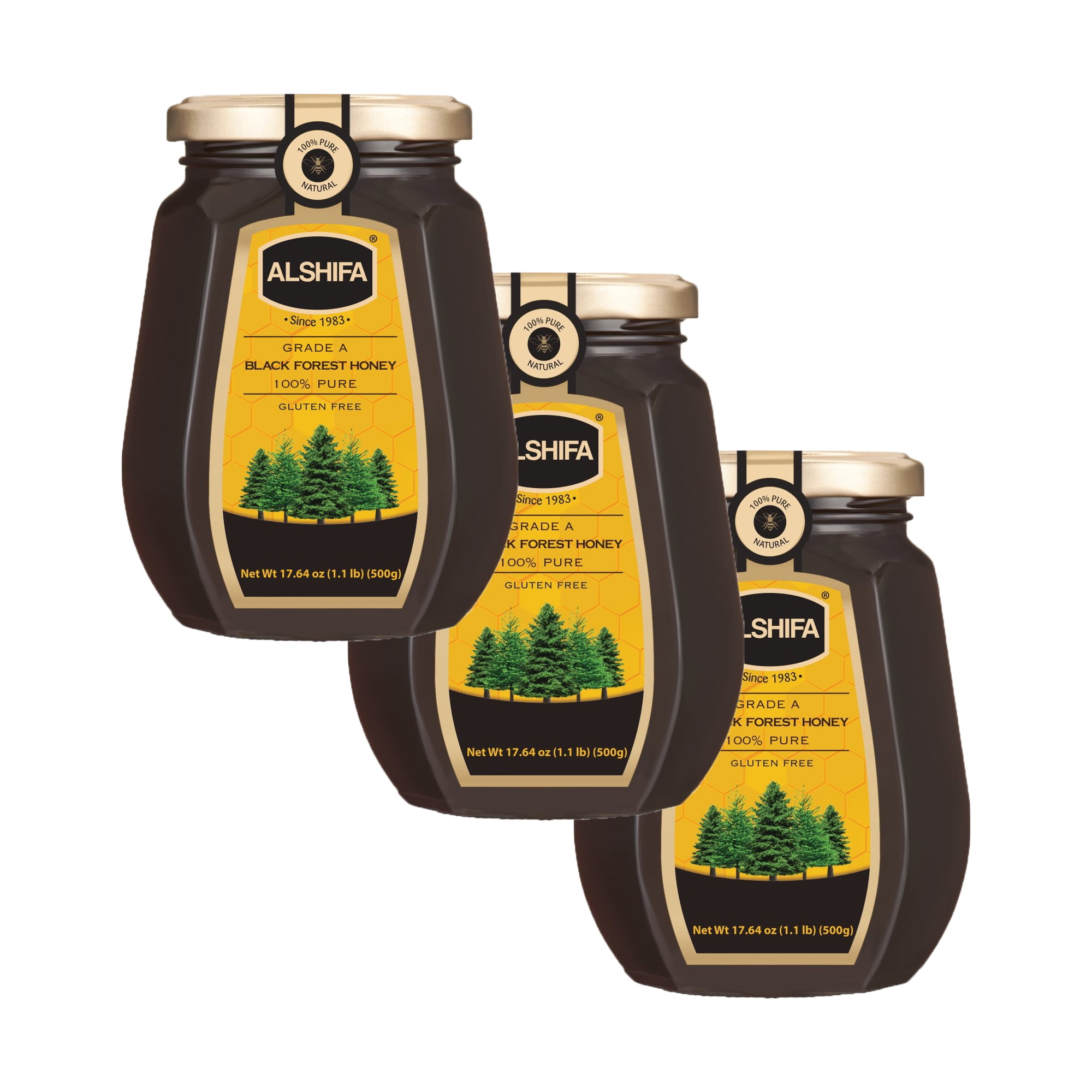 ALSHIFA Pure Black Forest Honey, 17.63oz (500g), Pack of 1, No