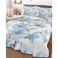 thumbnail image 3 of Quilts Full Size Bedding Set, Blue Flowers Lightweight Quilted Comforter, Spring Watercolor Botanical Floral Leaf Plant Soft Reversible Bedspread Coverlet with Pillow Covers for All Season, 78" x 90", 3 of 7
