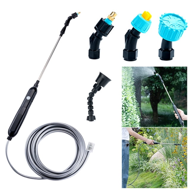 Rociador Jardín Eléctrico Portátil Herramienta Riego Recargable Retráctil (4 Boquillas + Tubería 4 Metros) 2400 MAh Potentes Boquillas + Accesorios Tubería 4 Metros Color Aleatorio