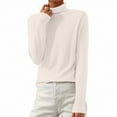 thumbnail image 3 of Womens Sweaters Turtleneck Long Sleeve Pullover Casual Knitted Pullover Wool Warm Cozy Tops Fall Winter Clothes White XXL, 3 of 5
