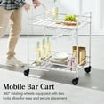 thumbnail image 6 of Best Choice Products 2-Tier Rolling Bar Cart Indoor/Outdoor w/ Storage Shelves, Wine Rack, Lockable Wheels - White, 6 of 9