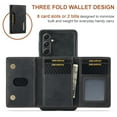thumbnail image 6 of 2 In 1 Wallet Case Compatible with Samsung Galaxy S24 Plus, Premium PU Leather Phone Case Back Cover Magnetic Detachable with Trifold Wallet Card Holder Pocket for Samsung Galaxy S24 Plus, Black, 6 of 10