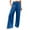 Blue Boho Pants for Women, variant on Women's Solid Color Cotton Linen Pants Light Weight Fit Long Palazzo Pants Casual Loose Flowy Elastic High Waist Wide Leg Stretch Lounge with Pockets Comfy Summer Trousers Blue L