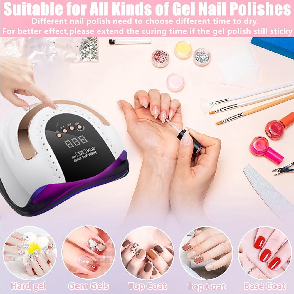 DEISNGB 268W UV LED Nail Lamp, Nail Dryer for Gel Polish,UV Light For Gel Nails, 4 Timers UV Nail Lamp Professional Nail Light, 57Pcs Lamp Beads and Automatic Sensor(White)