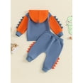 thumbnail image 6 of Loicainy Toddler Kids Boy Dinosaur Outfits, Contrast Color Long Sleeve Hoodie Elastic Waist Pants 2 Piece Set for Fall 6 Months to 6 Years, 6 of 9