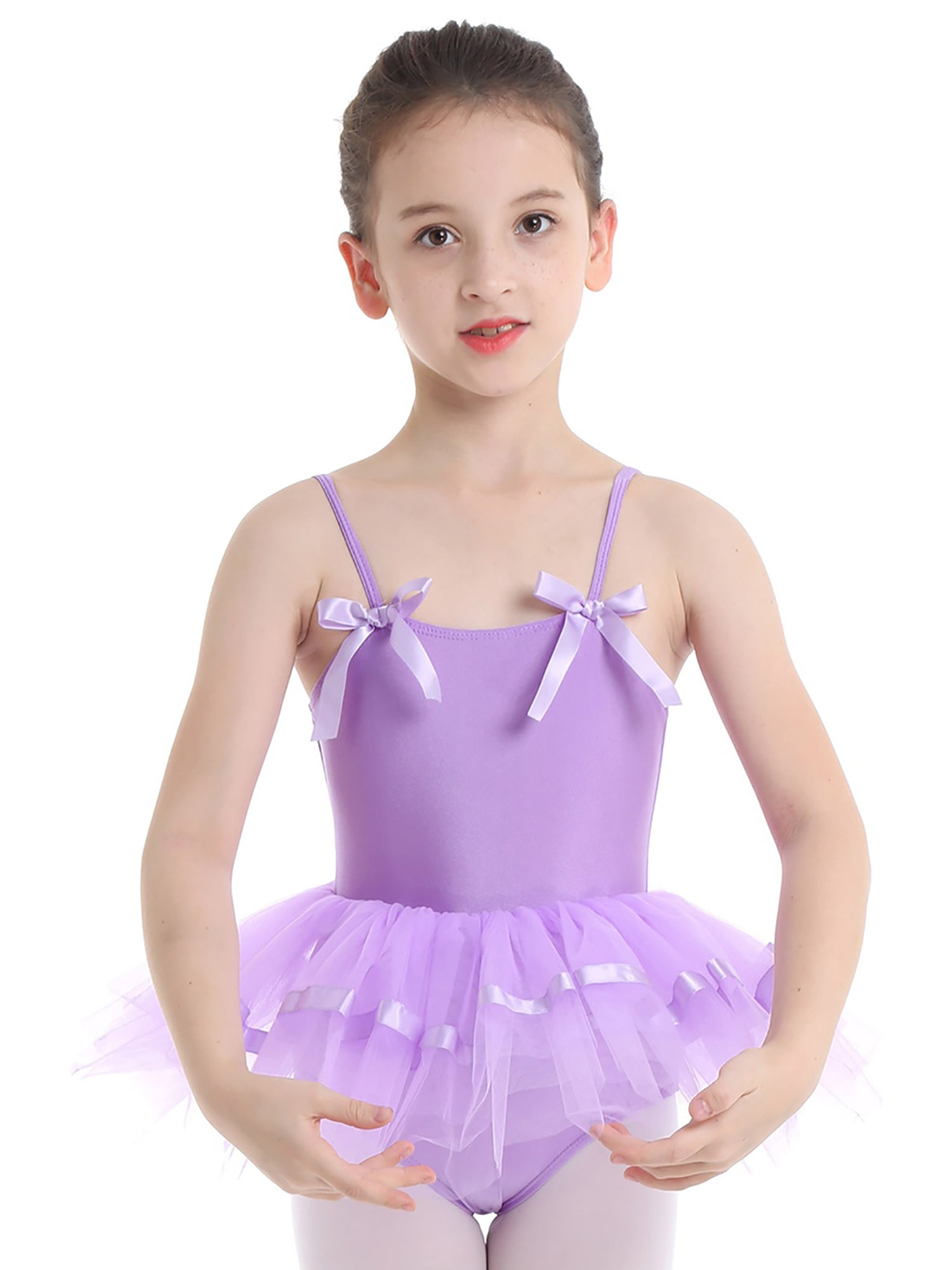 Kids Girls Glittery Ballet Dance Dress Gymnastics Leotard Irregular Hem Costume 