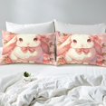 thumbnail image 4 of Erosebridal Girly Rabbit Ensemble de Draps Taille Simple Drôle Rose Rabbit Ensemble de Draps Adorable Animal de Compagnie Rose Floral Draps Blanc Rose Géométrique à Carreaux Drap Plat Drap-Housse Doux Respirant Déco de Chambre, 4 of 6