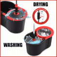 thumbnail image 3 of Mop and Bucket Set, 360° Spin Mop and Bucket with Wringer Set and 1 Microfiber Mop Refills, Stainless Steel, Extended Handle Spinning Mop Bucket for Floor Cleaning, Black, 3 of 7
