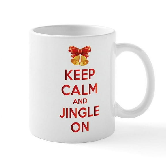 CafePress - Keep Calm And Jingle On Mug - 11 oz Ceramic Mug - Novelty Coffee Tea Cup