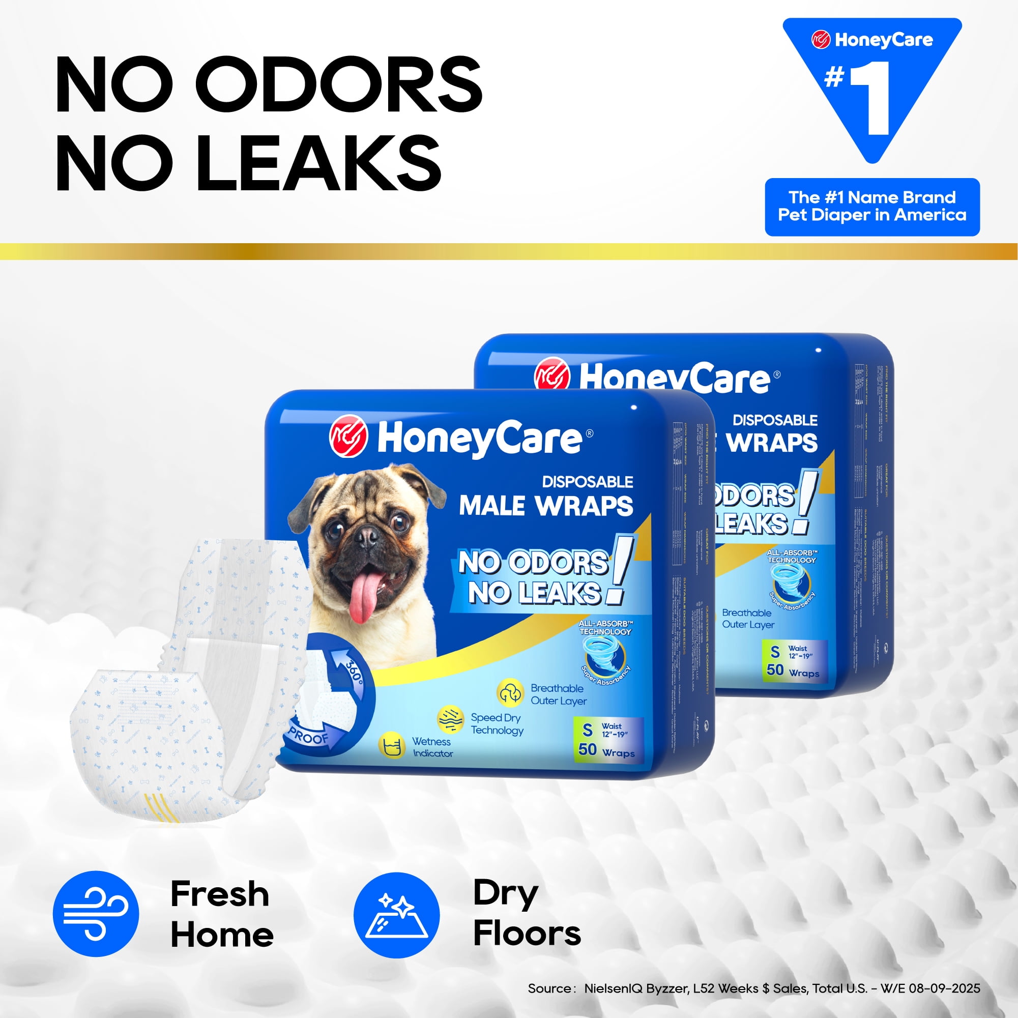 Honey Care All-Absorb Incontinence Wraps for Small Male Dogs