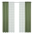 thumbnail image 5 of PowerSellerUSA Tribeca 4 Piece Rod Pocket Window Curtain with Sheer Monochromatic Embroidered Panels, Polyester Solid Room Darkening Drapes Farmhouse Decor for Bedroom & Living Room 26" x 84", Green, 5 of 5