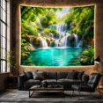 thumbnail image 6 of Waterfall in a Lush Jungle Forest with Vibrant Blooms, Serene Boho for Nature Lovers, Realistic Landscape Wall Art, Housewarming Gift, Tapestry Wall Hanging for Bedroom and Living Room, 6 of 7