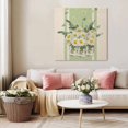 thumbnail image 5 of Spring Floral Daisy Wall Art Painting on Canvas, Leaves Linen Printed Canvas Art Home Prints Wall Art Framed Modern Artwork for Living Room Bedroom Wall Decor 20x20in, 5 of 9