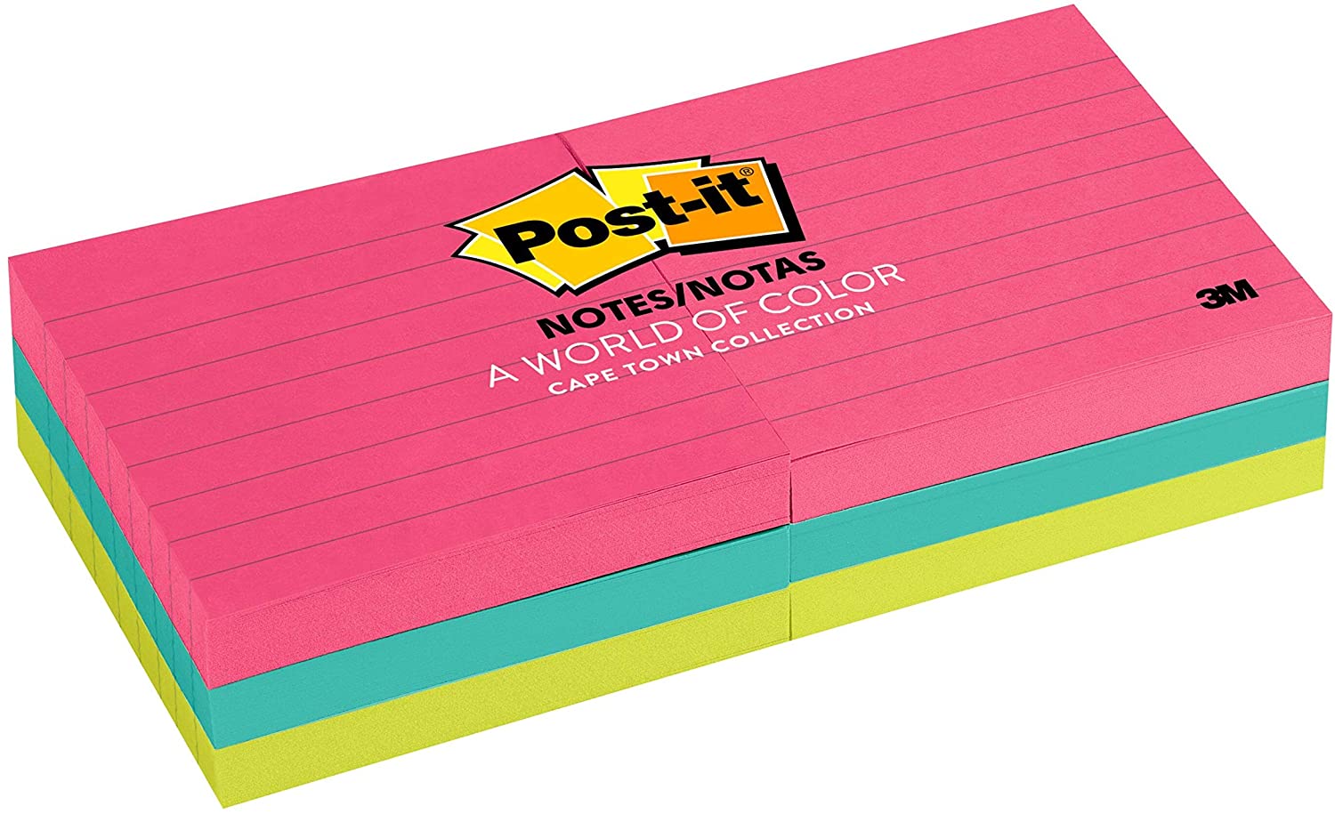 Postit Notes Original Lined Sticky Notes, 3" x 3", 6 Pads, 100 Sheets