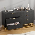 thumbnail image 2 of EastVita Modern 3 Drawer Dresser Wide Chest with Gold Metal Legs and Handles Wood Storage Organizer for Bedroom Living Room Hallway Black, 2 of 7