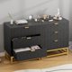 thumbnail image 2 of Moderno 3-cajón cómoda de anchura wood chest con gold metal legs y handles-ideal para almacenamiento organizer para dormitorio sala de estar hallway | negra, 2 of 7
