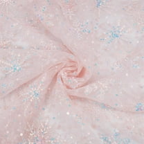 1 Yard Snowflake Sequins Tulle 61inch Pink Champagne Sheer Organza Fabric Snowflake Embroidered Mesh Lace