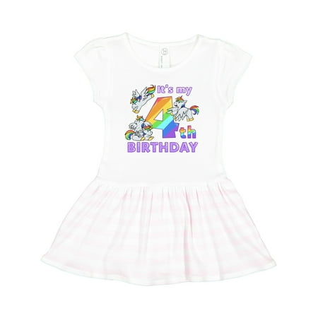 

Inktastic It s My 4th Birthday Unicorn Gift Toddler Girl Dress