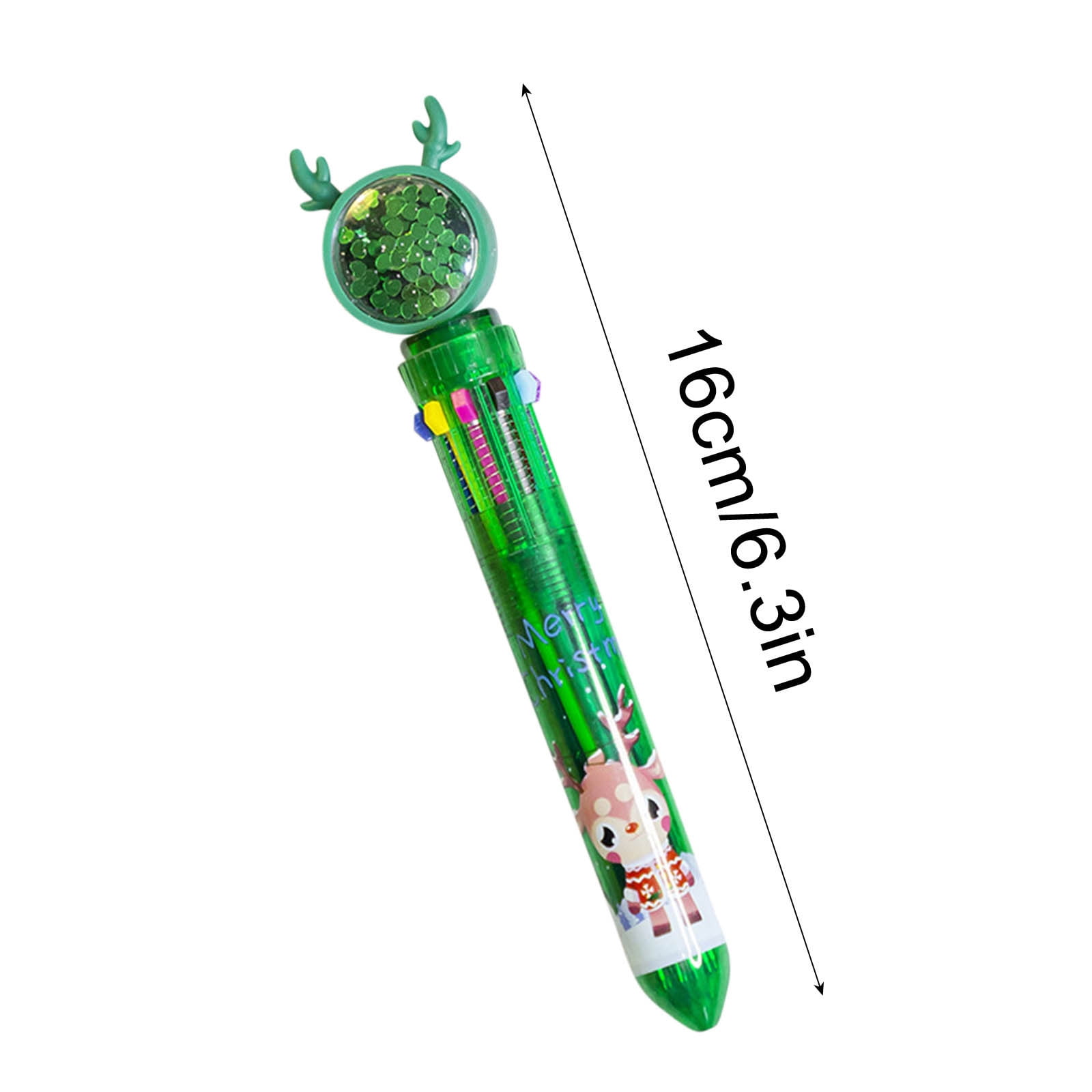 FastXmas Christmas 10 in 1 Ballpoint Pen Retractable Xmas Multicolor Ballpoint Pens 10 Colors Retractable Christmas Pens Reindeer Santa Xmas Tree Pens for Christmas Office School Gift(Green 6.3")