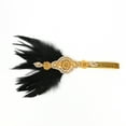thumbnail image 3 of Hontri Heardband in Clearance, Gatsby Flapper Feather Headband 20S Accessories Crystal Beaded Wedding Headpiece, Female Gold One Size, 3 of 8
