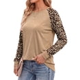 thumbnail image 3 of Fantaslook Women Long Sleeve Shirts Color Block Casual Tops Crewneck Fashion Fall Clothes, 3 of 8
