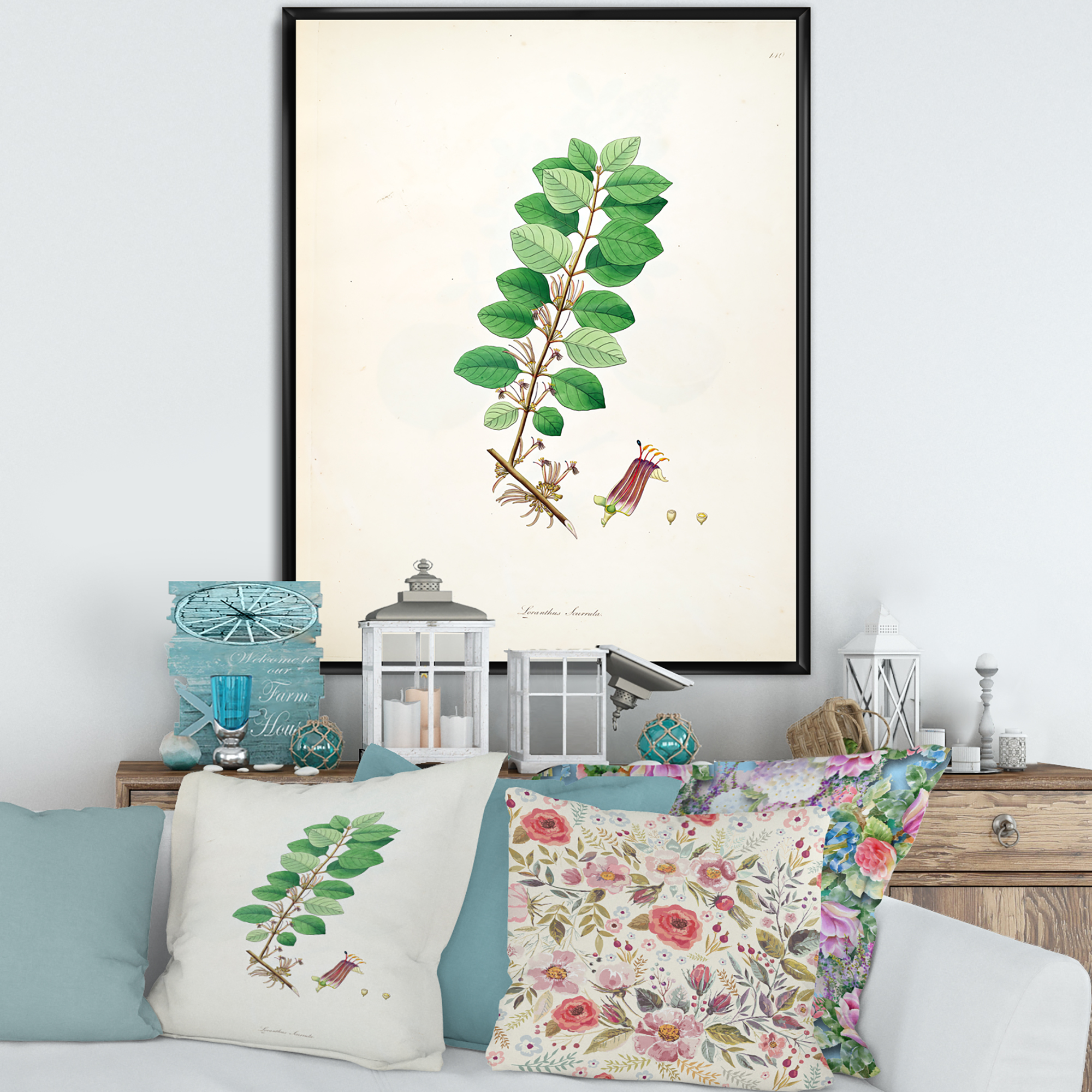 Ancient Plant Life XVII 16 in x 32 in Framed Painting Canvas Art Print, by Designart