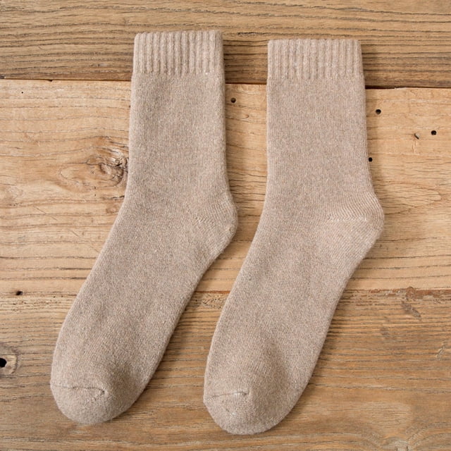 Womens Socks In Autumn And Winter Plus Velvet Padded Warm Towel Socks Solid Color Ladies Long Cotton Socks