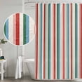 thumbnail image 5 of Small Stall Shower Curtain 48x72 Inch Narrow Half Size Red Green Blue Striped Bath Curtains Bathroom Decor, Modern Farmhouse Stripes Waterproof Fabric Shower Curtain Set with Hooks 48 Inch, 5 of 7