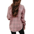 thumbnail image 6 of Liacowi Women Oversized Flannel Plaid Shirts Long Sleeve Button Down Shacket Lapel Loose Casual Fall Jacket Blouse Tops, 6 of 7