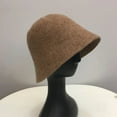 thumbnail image 3 of SikaFu Women Solid Color Simple Bucket Hat New Fashion Wool Blend Fedora Hat for Female Autumn Winter Wool Knitted Fisherman Hat, 3 of 6