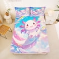 thumbnail image 5 of Erosebridal Kawaii Axolotl Bed Sheets,Watercolor Ocean Animal King Sheets For Girls Boys 4pcs, 5 of 6