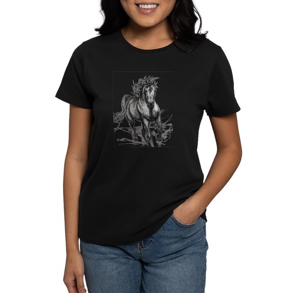 CafePress - Coming Through Horse Women's Light Teeshirt T Shir - Women's Traditional Fit Dark T-Shirt