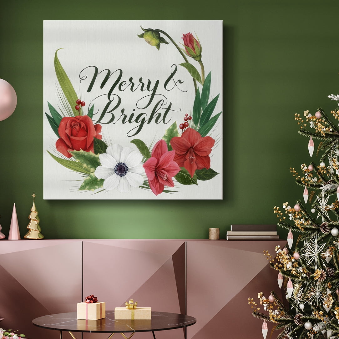 Christmas Flora Wreath II- Gallery Wrapped Canvas
