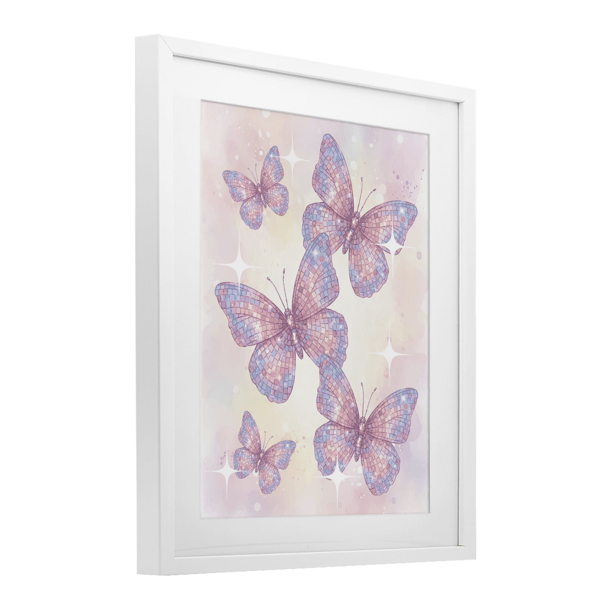 Stupell Industries Delicate Disco Butterfly Dance White Framed Print Under Glass, design by Lil' Rue